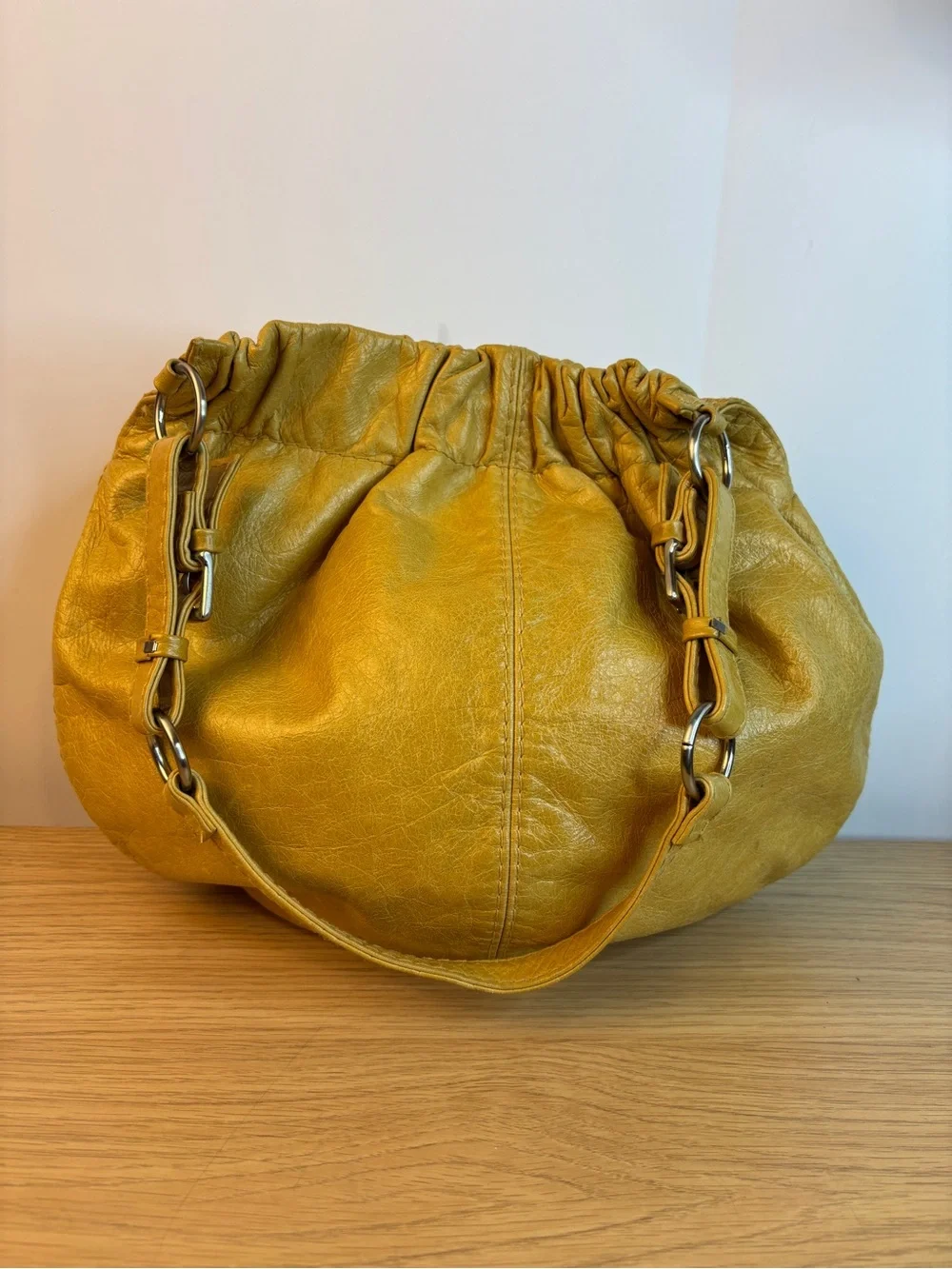 Vintage Fossil Yellow Soft Leather Slouchy Hobo Bag
